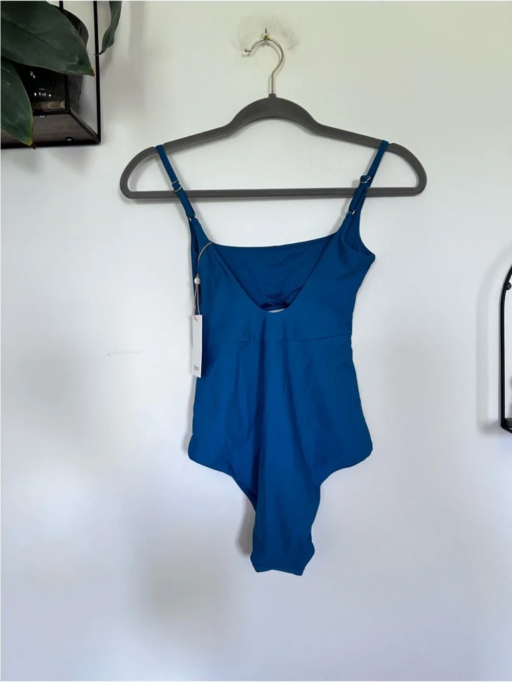 NEW Quince Lagoon Blue Teal Italian Cut Out One-Piece Swimsuit